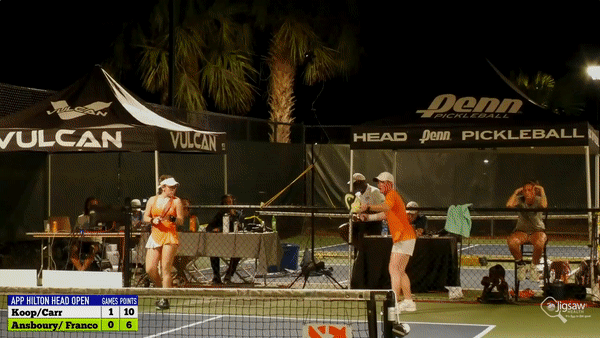 Serving team successfully gets to the net