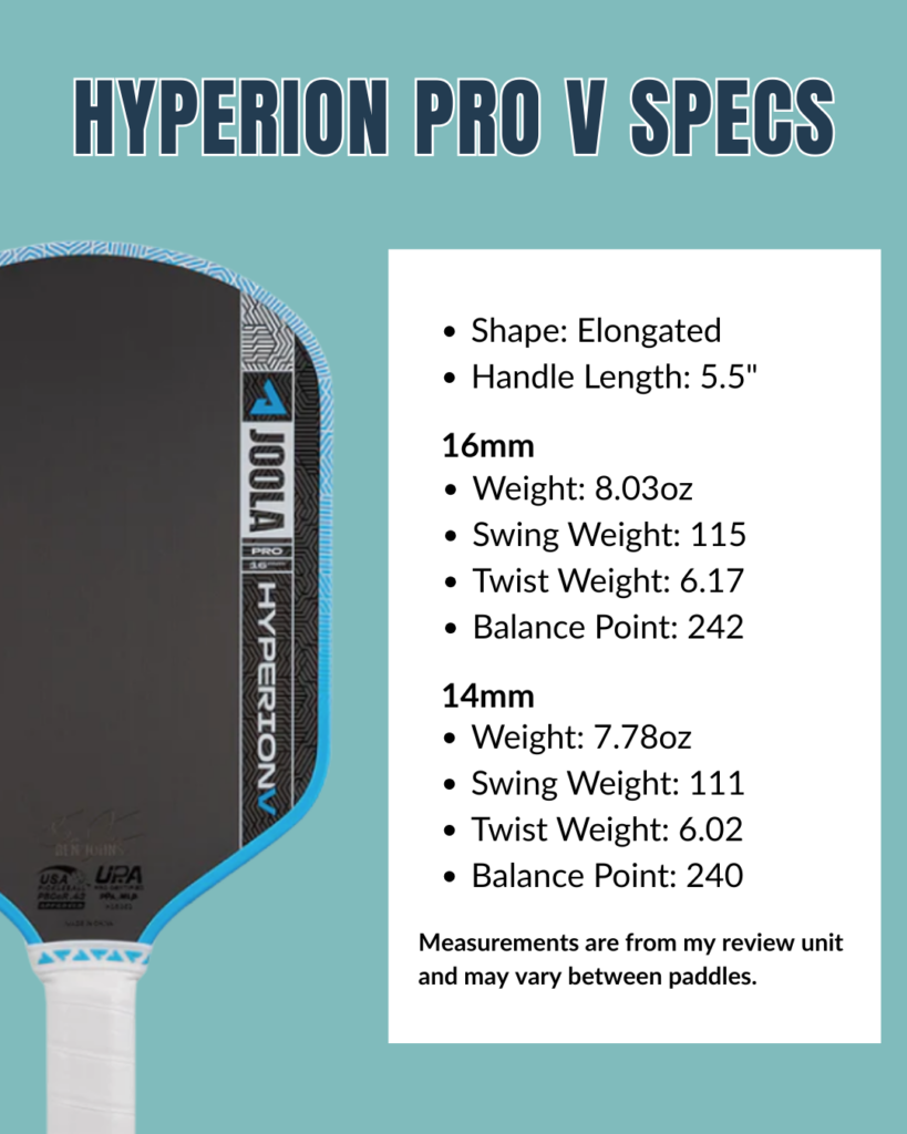 JOOLA Hyperion Pro V Specs V2