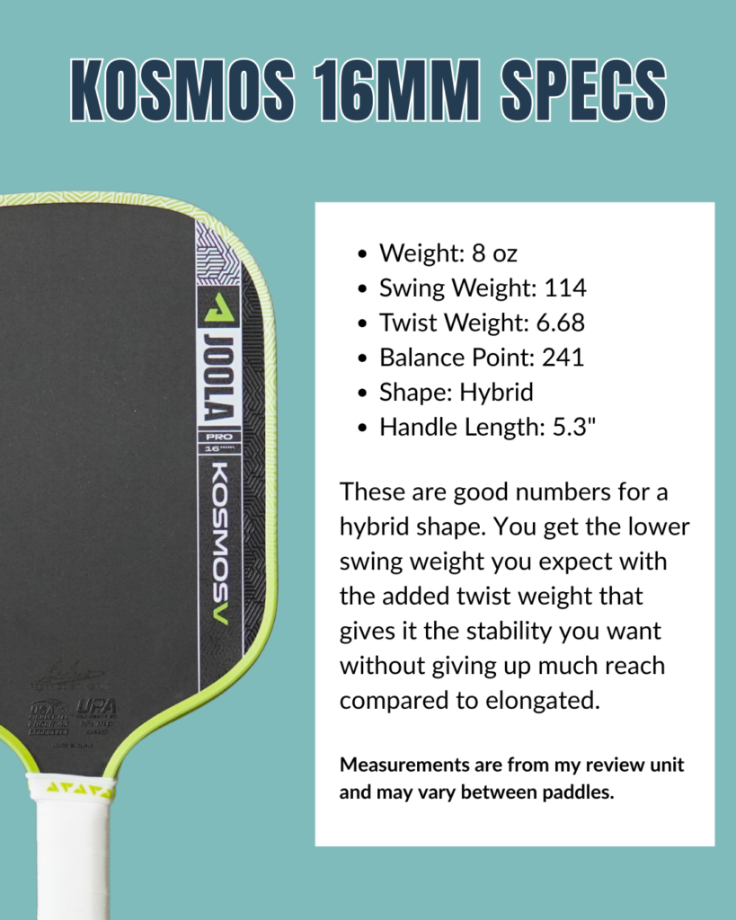 JOOLA Kosmos Pro V 16mm Specs