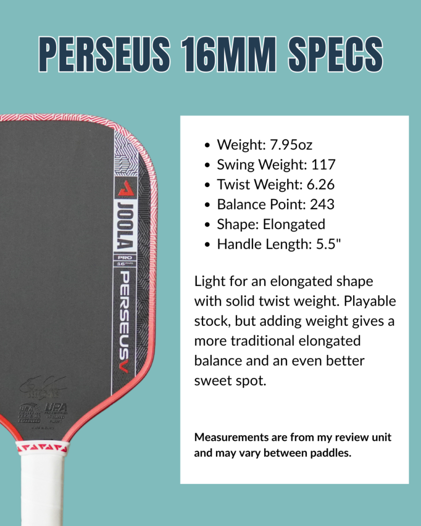 JOOLA Perseus Pro V 16mm Specs
