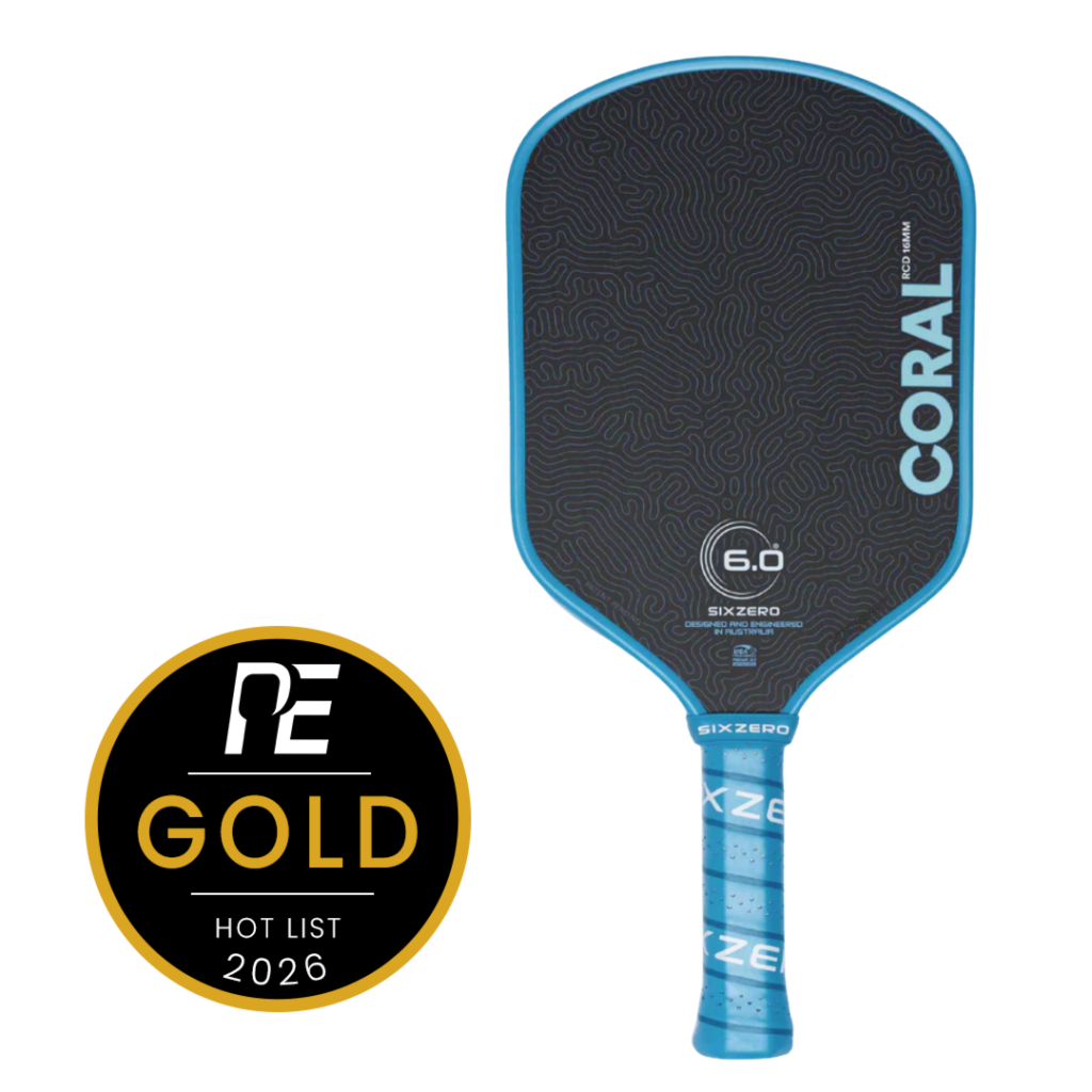 Six Zero Coral Hybrid Pickleball Effect Hot List Gold All Court - 2026 white